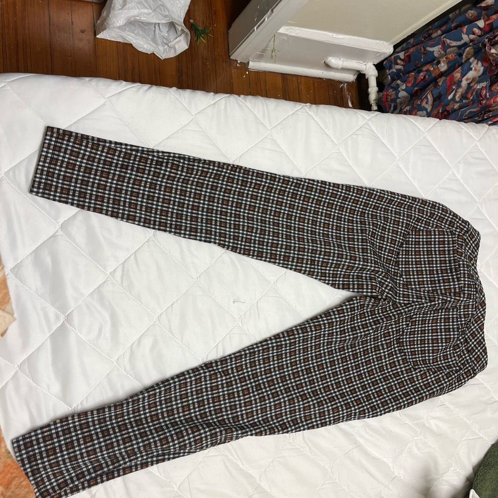 Women’s Classic Brown Checkered Dress Pants